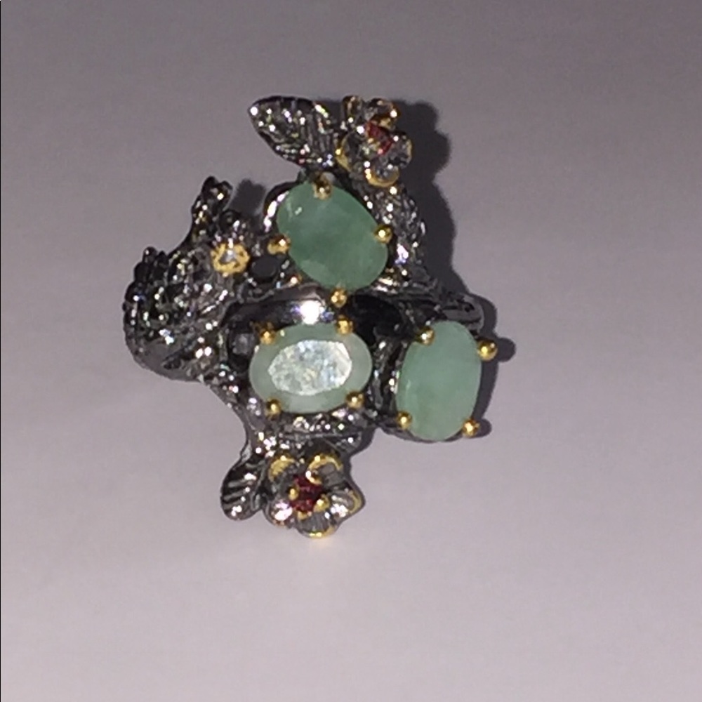 Sterling Silver  Emerald Ring Sz. 8.25